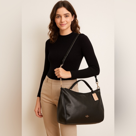 Black Leather authentic coach handbag